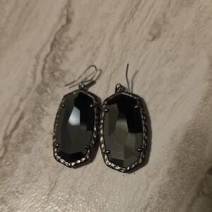Kendra Scott Ella Gunmetal Hematite Faceted Glass Drop Earrings